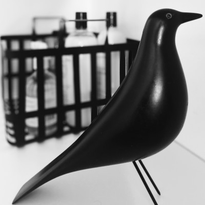 Vogel Design Accessoire schwarz weiß Waschküche